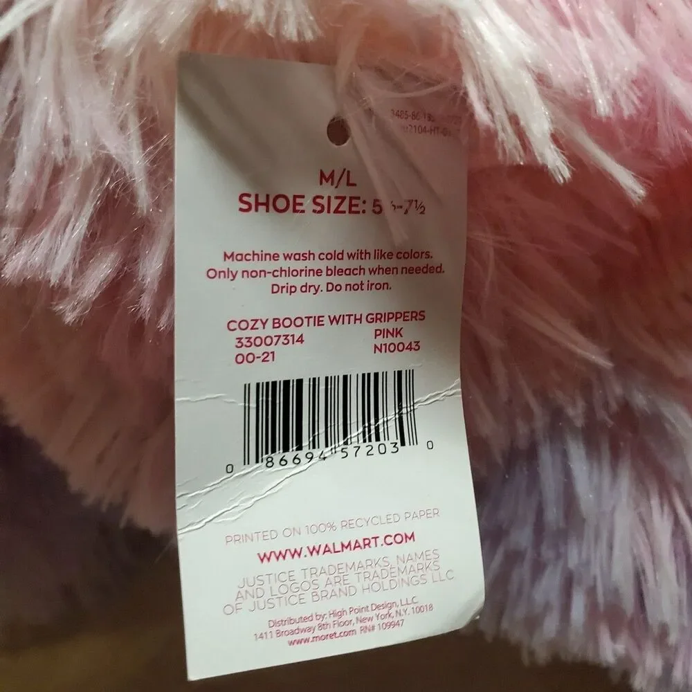Justice Girl's Size M/L 5.5 - 7.5 Tie Dye Faux Fur Bootie Slippers